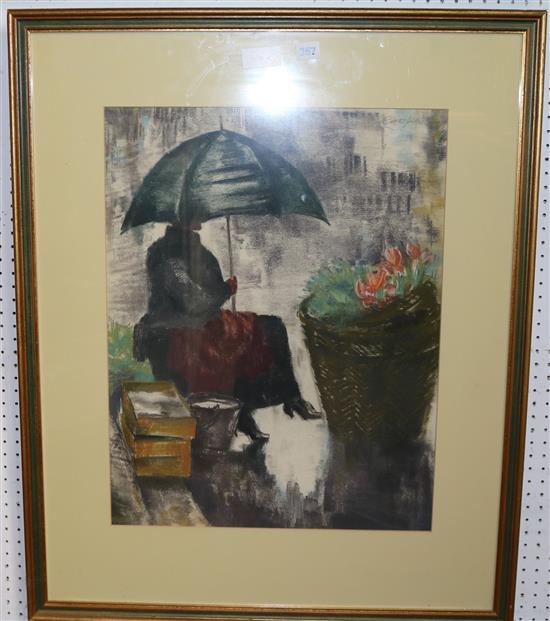 Pastel of flower seller 45771-32